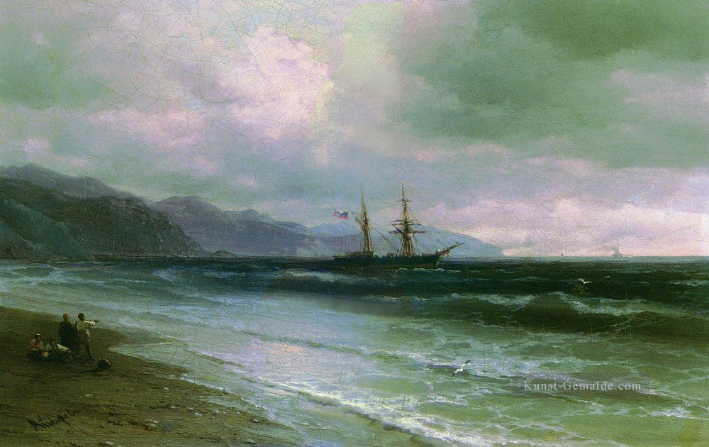 Landschaft mit einem Schoner 1880 Verspielt Ivan Aivazovsky russisch Ölgemälde